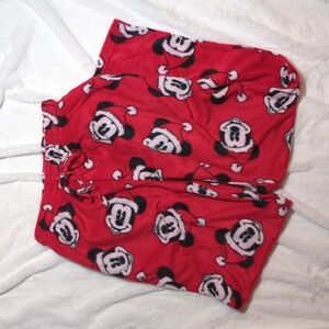 Men's Mickey Mouse Santa Fleece Pajama Pants Small Red